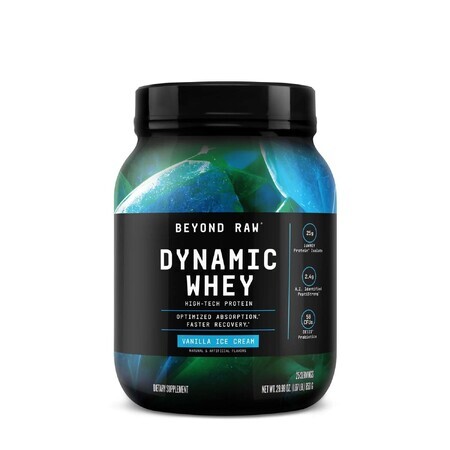 Beyond Raw Dynamic Whey Vanilla Ice Cream, Proteine Whey al gusto di gelato alla vaniglia, 850 g, GNC