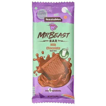 Cioccolato al latte, 60 g, Mr Beast Feastables