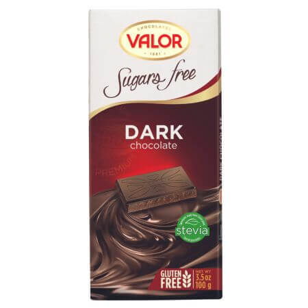 Cioccolato fondente senza zucchero, 100 g, Valor