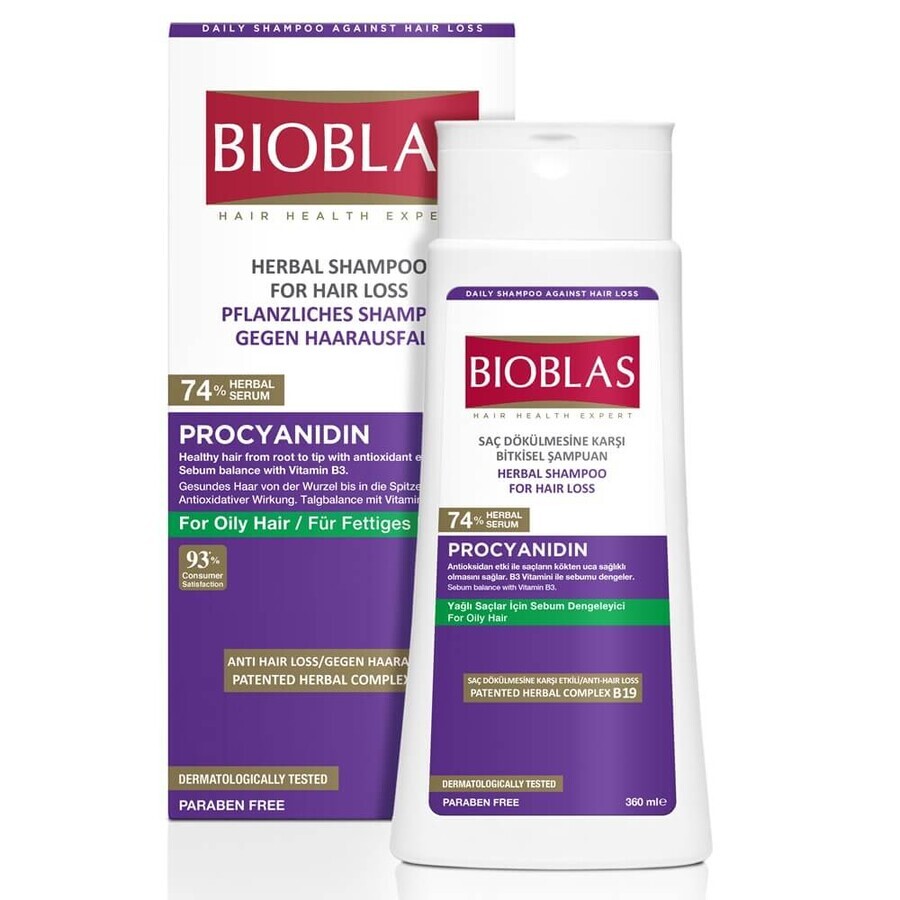 Anti-fall shampoo for oily hair Prociadina, 360 ml, Bioblas