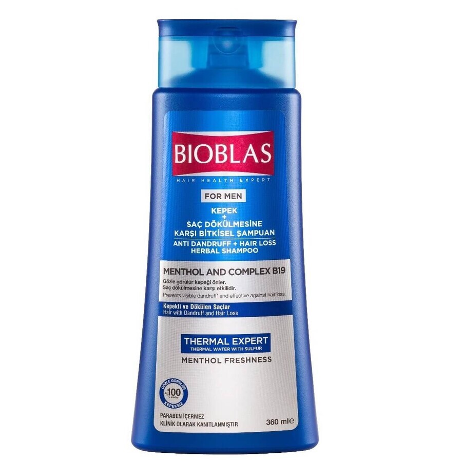 Shampoo antiforfora e antiestetico per uomo Mentolo+Complex B19, 360 ml, Bioblas