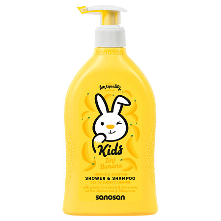 Gel doccia e shampoo 2 in 1 al gusto di banana, 400 ml, Sanosan