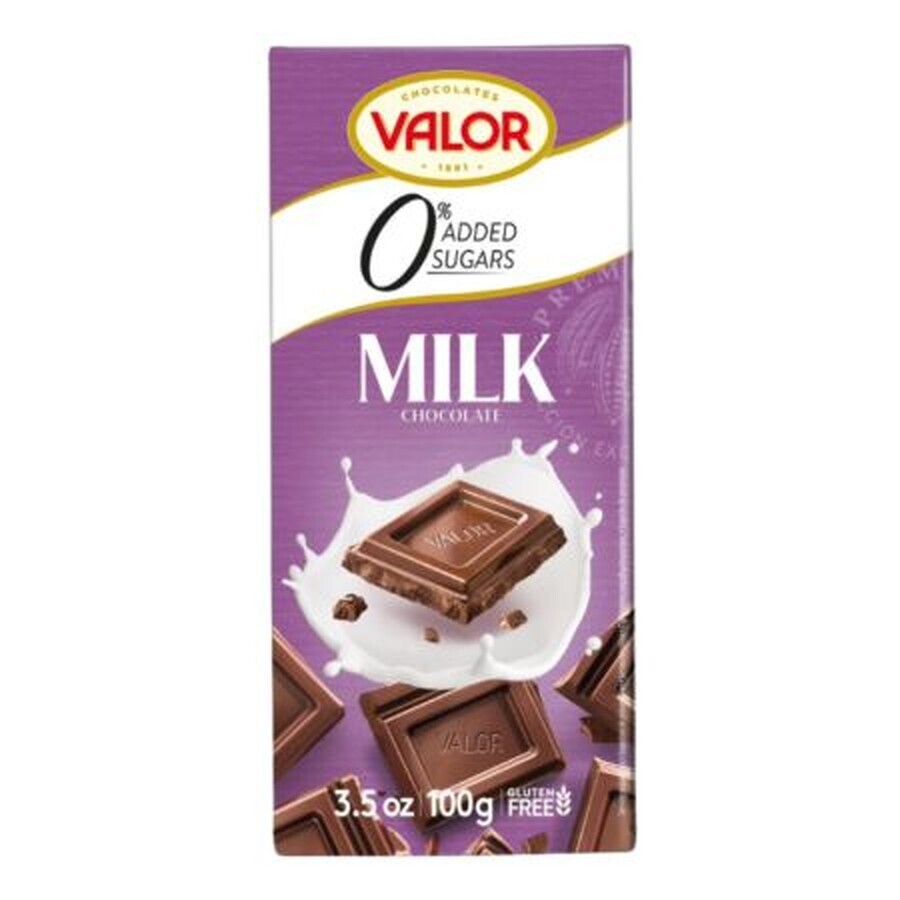 Cioccolato al latte senza zucchero, 100 g, Valor