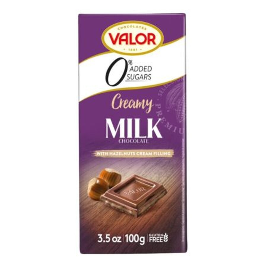 Cioccolato al latte con crema di nocciole, 100 g, Valor