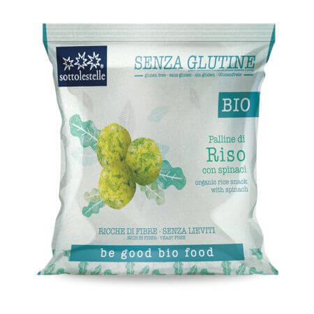Palline di riso e spinaci biologiche senza glutine, 60 g, Sottolestelle