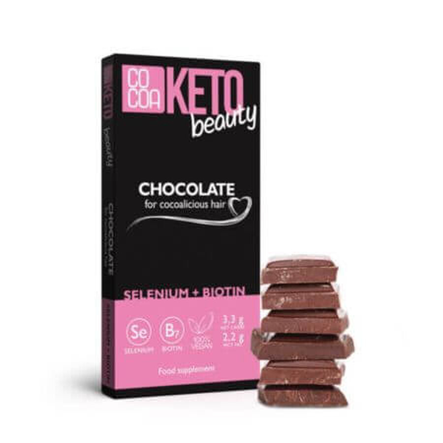 Cioccolato biologico arricchito con selenio e biotina Bellezza, Keto, 40 g, Cacao