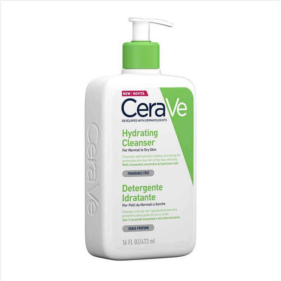 CeraVe Detergente Idratante Viso Pelle da Normale a Secca con Ceramidi, 473ml