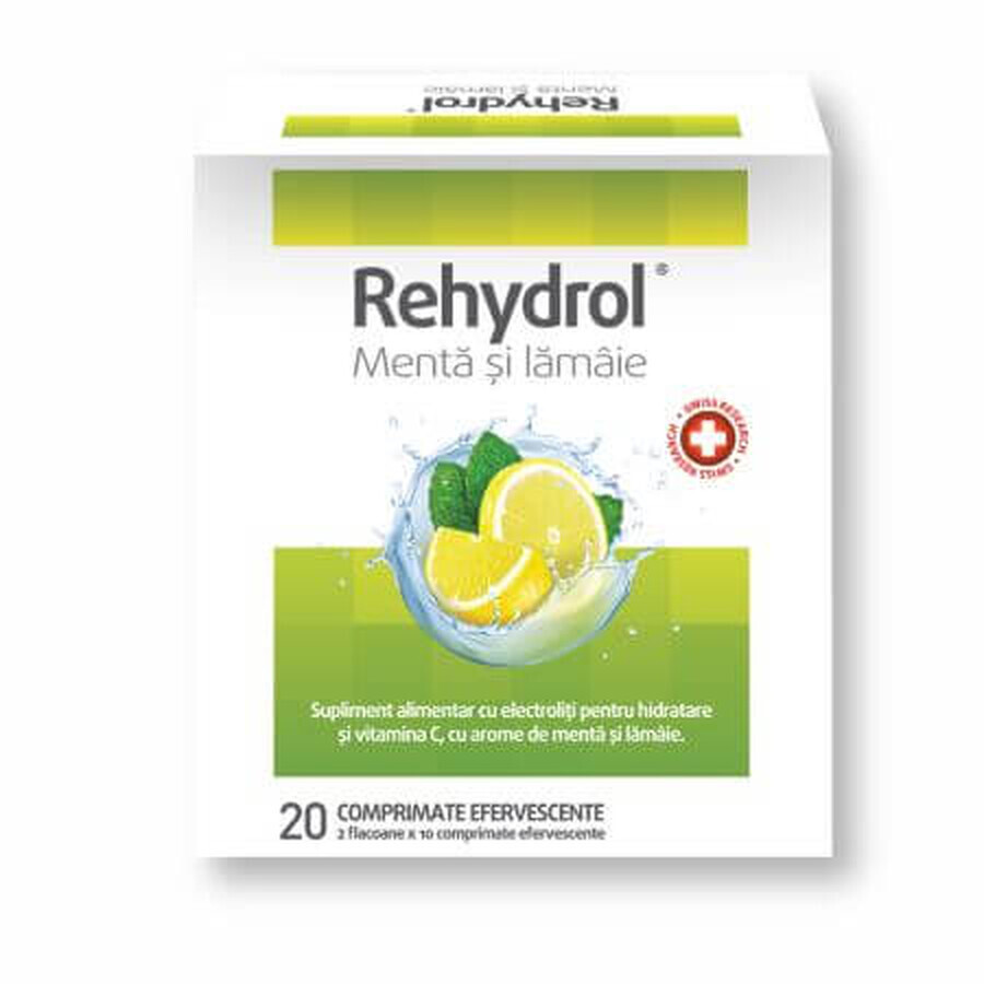 Rehydrol al gusto di menta e limone, 20 compresse effervescenti, MBA Pharma