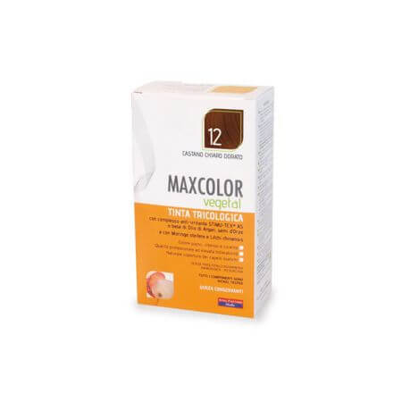 Tintura vegetale per capelli, tonalità 12 Marrone chiaro, 140 ml, MaxColor