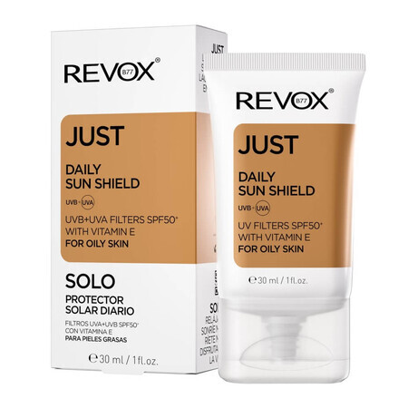 Daily Sun Shield Just SPF 50+ Crema di protezione solare per pelli grasse, 30 ml, Revox