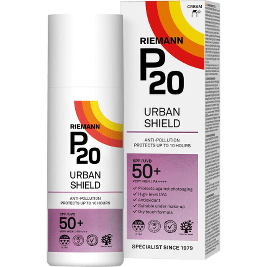 Urban Shield SPF 50+ P20 Crema solare per il viso, 50 ml, Riemann