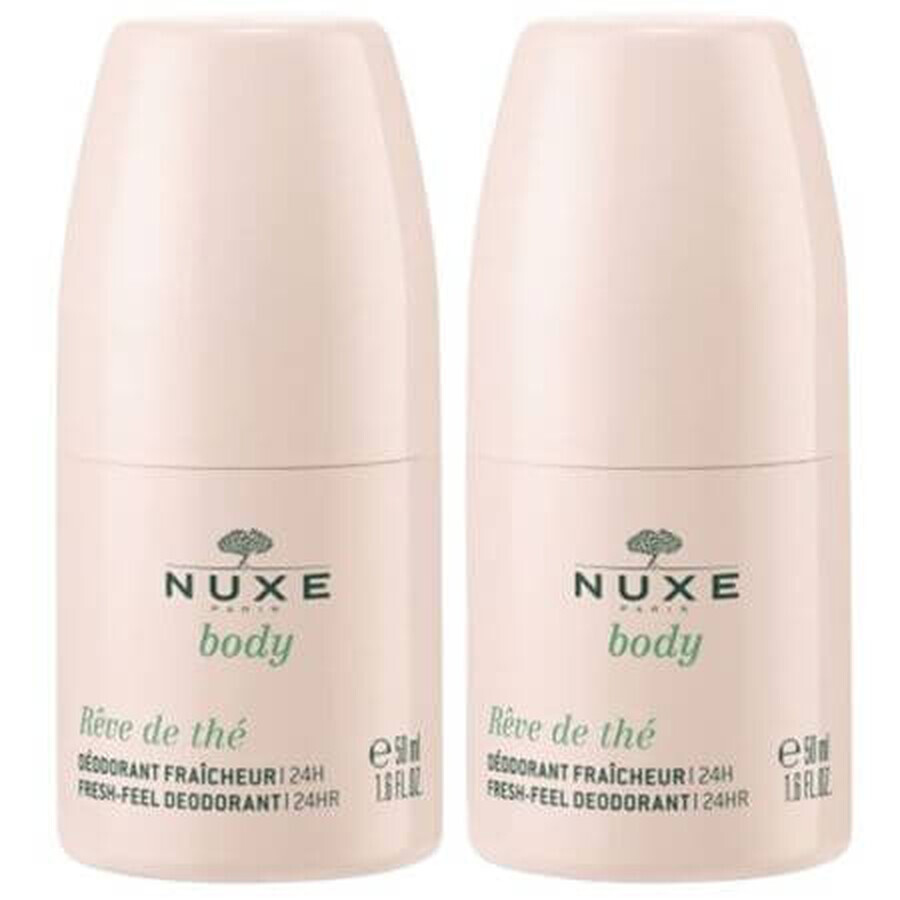 24H Deodorante roll-on rivitalizzante per tutti i tipi di pelle Reve de The, 2x50 ml, Nuxe