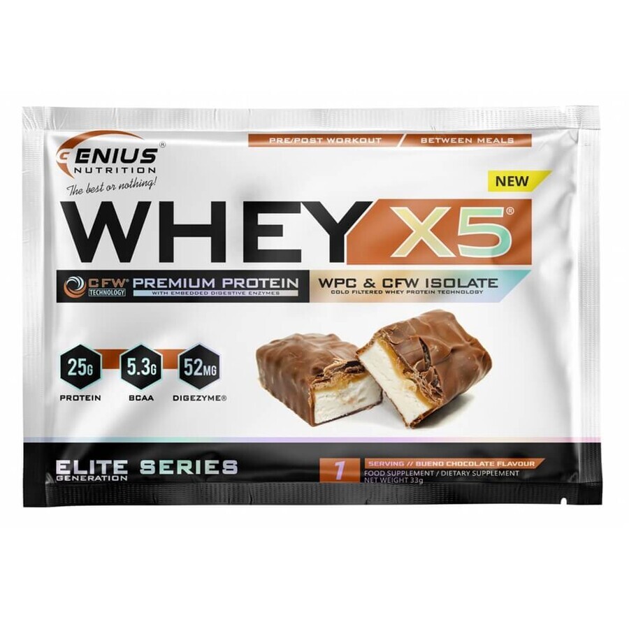 Proteine in polvere Whey-X5 Bueno, 33 g, Genius Nutrition