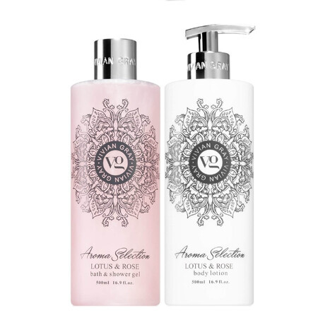 Set gel doccia e lozione corpo Lotus &amp; Rose, Aroma Selection, 2 x 500 ml, Vivian Gray