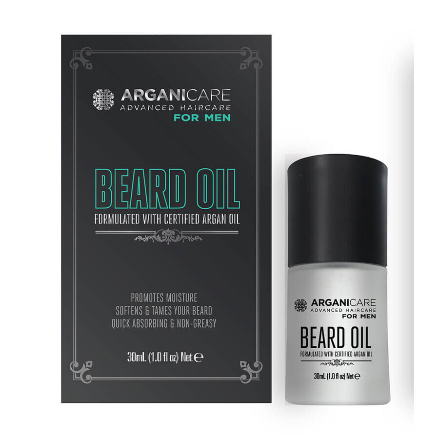 Olio per la barba con olio di argan biologico certificato, Arganicare, 30 ml