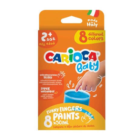 Acquerello Finger Baby, +2 anni, 8 x 50 ml, Carioca