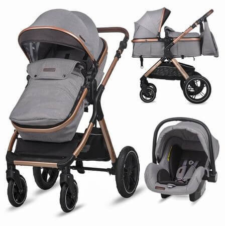 Passeggino trasformabile Melora 3 in 1, Grigio Luna, Coccolle