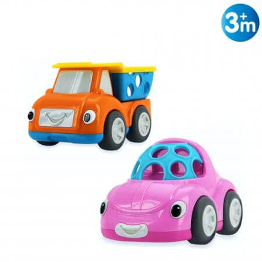 Sonagli per auto giocattolo, auto giocattolo rosa / dumper arancione, Nuby