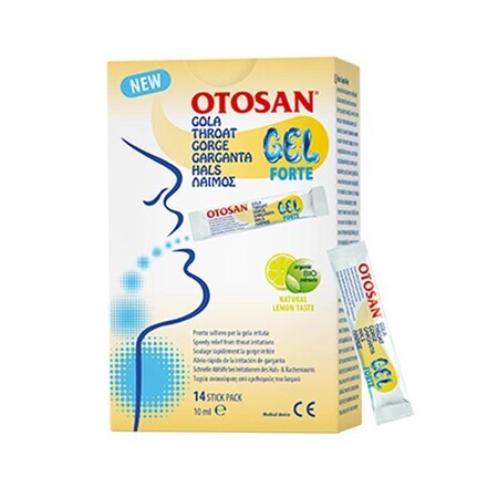 Otosan Gola Gel Forte Sollievo Gola Irritata Gusto Limone, 14 Stick Pack x 10ml