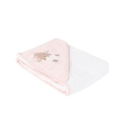 Asciugamano con cappuccio per bambini, 90x90 cm, rosa, Kikka Boo