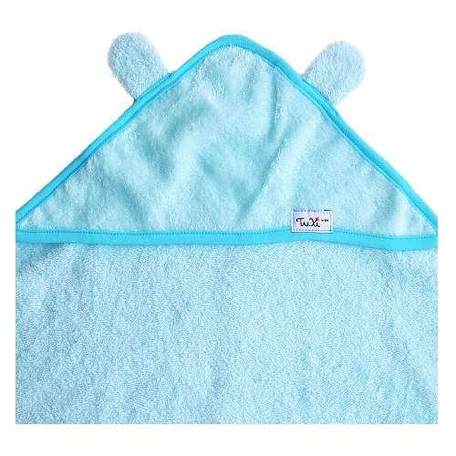 Asciugamano con cappuccio per bambini con orecchie, 80x80 cm, Blu, Tuxi Brands