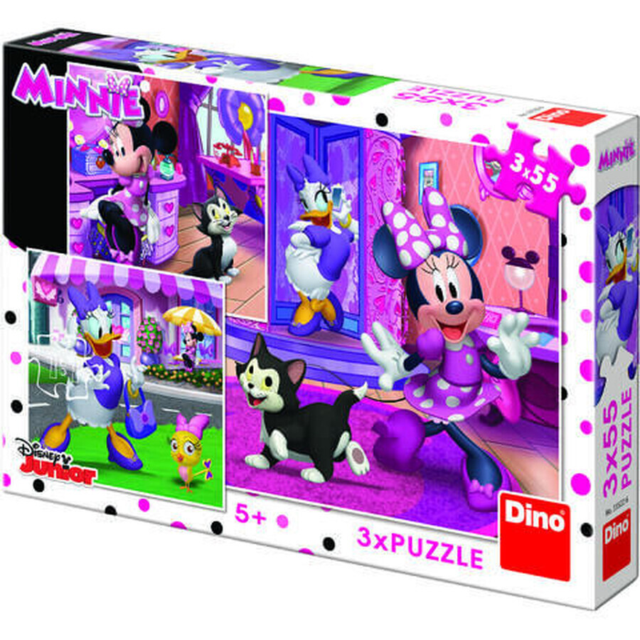 Puzzle 3 in 1 al giorno con Minnie, 55 pezzi, Dino Toys