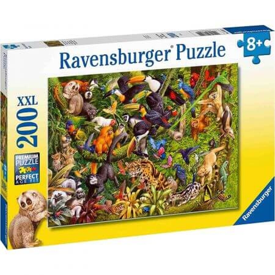 Puzzle animali nella foresta pluviale, 8 anni+, 200 pezzi, Ravensburger