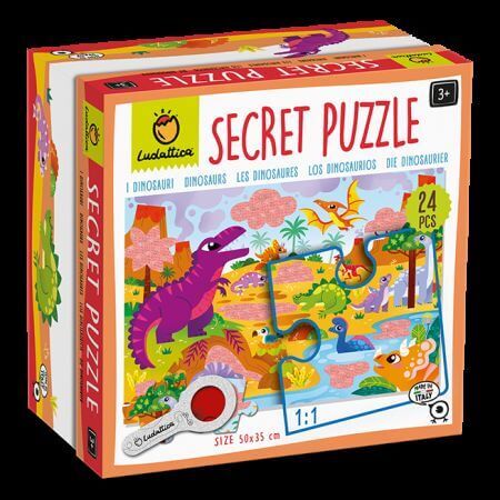 Puzzle con piccoli segreti Dinosauri, +3 anni, Ludattica