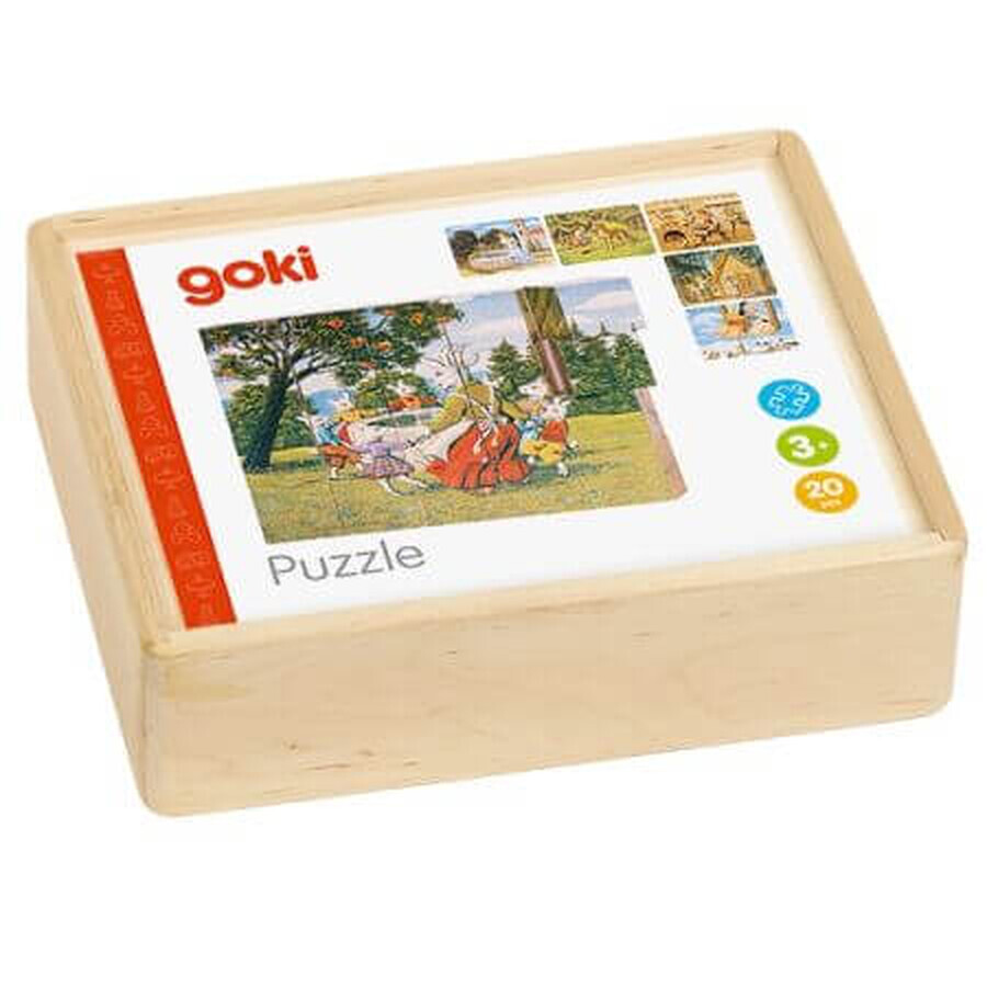 Puzzle di legno a forma di cubo, +3 anni, Storie d'infanzia, Goki