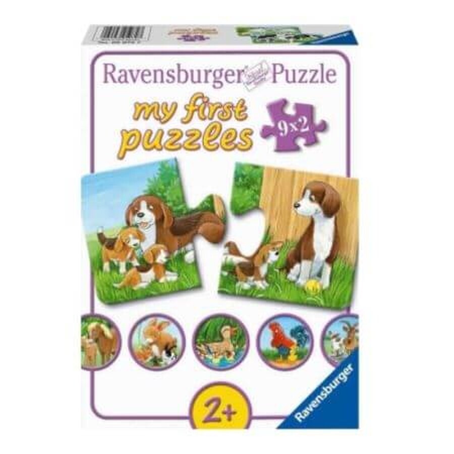 Puzzle delle famiglie di animali, +2 anni, 9x2 pezzi, Ravensburger