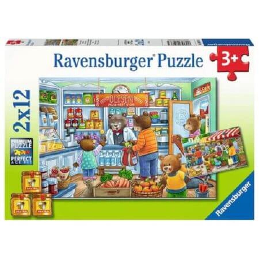 Puzzle del negozio di alimentari, 2x12 pezzi, +3 anni, Ravensburger
