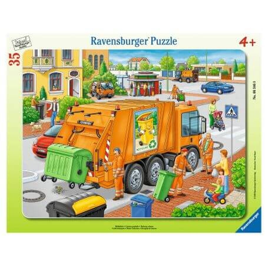 Puzzle della macchina per la raccolta dei rifiuti, 35 pezzi, Ravensburger