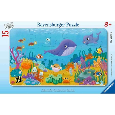 Puzzle Animalute Marine Frame, +3 anni, 15 pezzi, Ravensburger