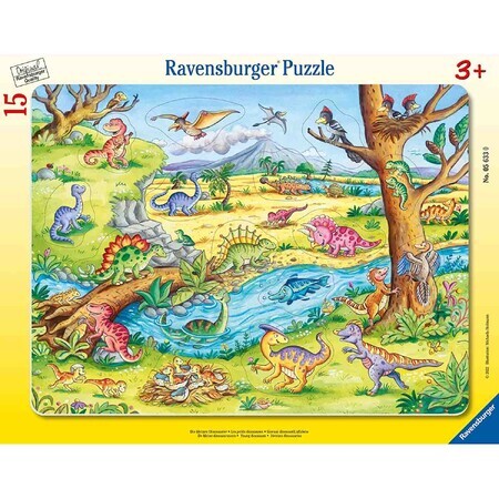 Puzzle a cornice Dinosauri, +3 anni, 15 pezzi, Ravensburger