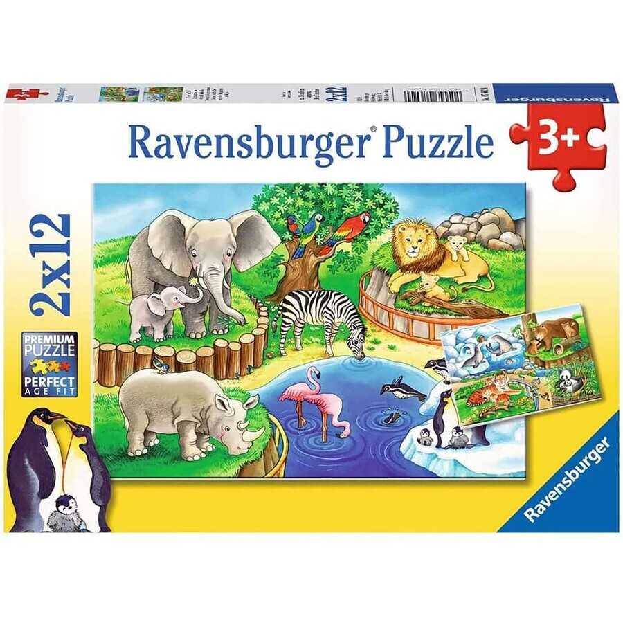 Puzzle Zoo, +3 anni, 2x12 pezzi, Ravensburger