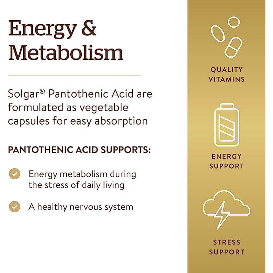 Pantotheenzuur Vitamine B5 550 mg, 50 capsules, Solgar