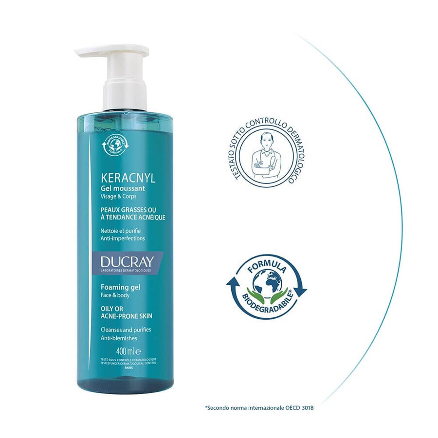 Gel espumoso para pieles con tendencia acneica Keracnyl, 400 ml, Ducray