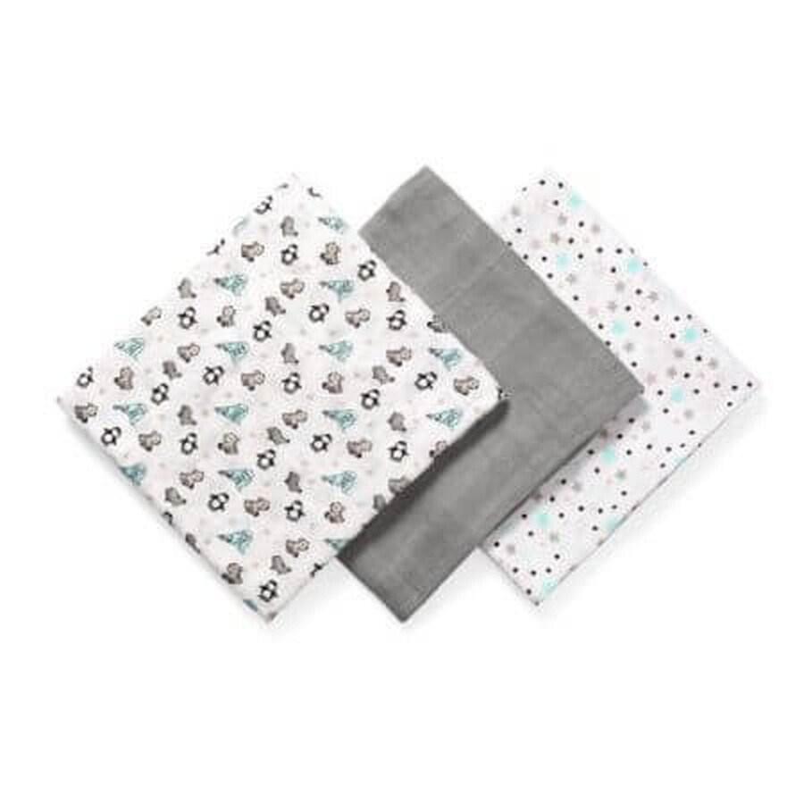 Set di 3 pannolini in tessuto per bambini, Bamboo Grey, Babyono