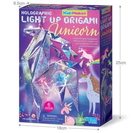Set di origami olografici creativi Unicorno con illuminazione, 5 anni +, 4M