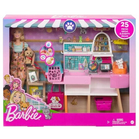 Set da gioco, negozio di accessori per animali, Barbie