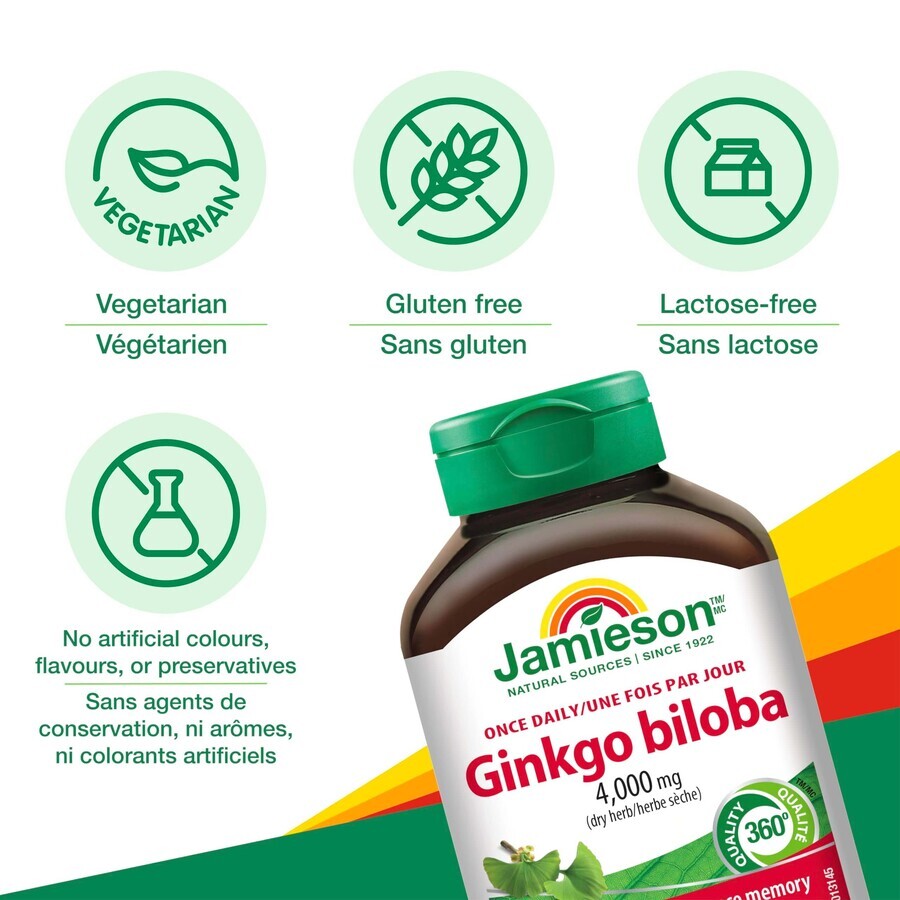 Ginkgo Biloba 4000 mg, 60+30 capsules, Jamieson