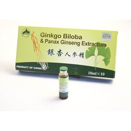 Ginkgo Biloba e Panax Ginseng, 10 fiale x 10 ml, Sanye