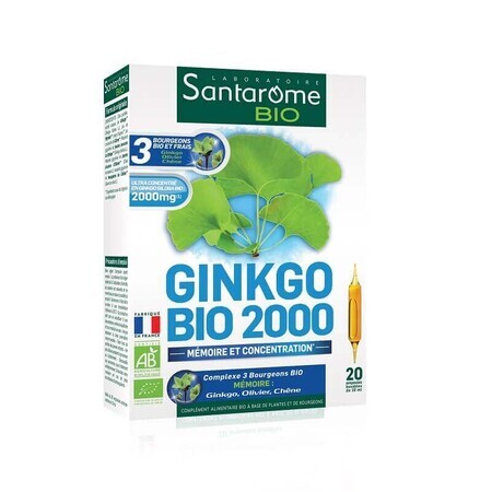 Ginkgo Bio 2000, 20 phials x 10 ml, Santarome Nature