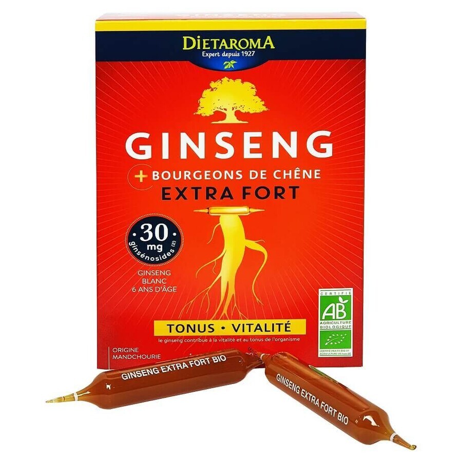 Ginseng Ginseng Root Extract, 20 phials, Laboratoires Dietaroma