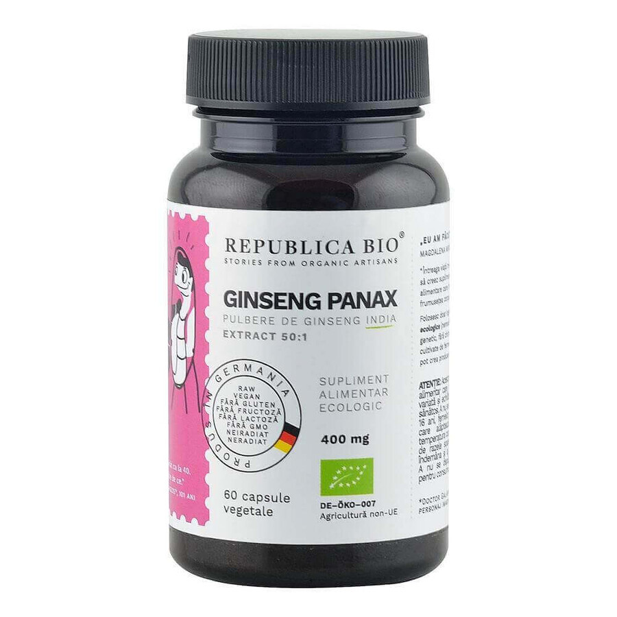 Panax ginseng biologico, 60 capsule, Republica Bio