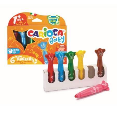 Set di pennarelli Teddy per bambini 6 colori, +1 anno, Carioca
