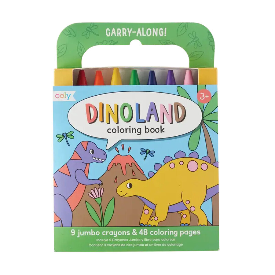 Set di pastelli e libri da colorare, 3 anni+, Dinoland, Ooly