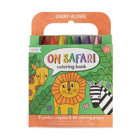 Set di pastelli e libri da colorare, 3 anni+, Safari, Ooly