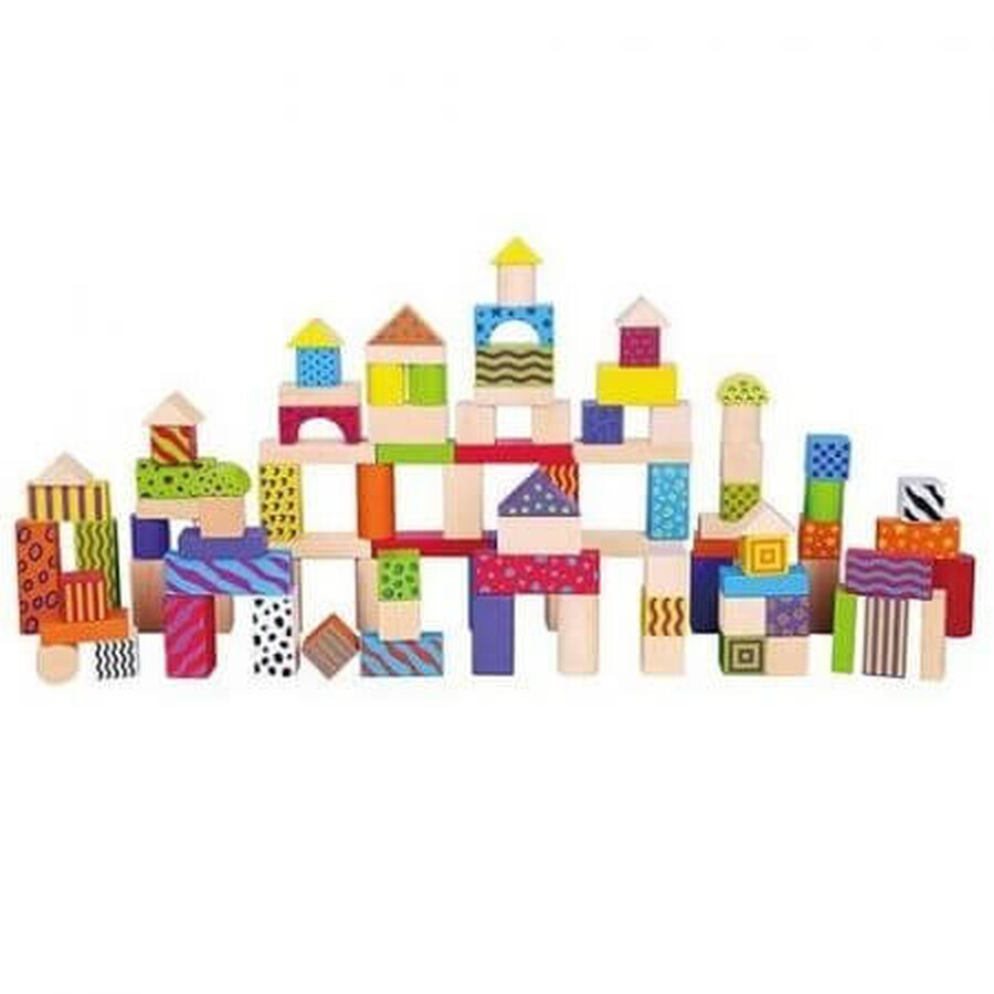 Set di cubi in legno, 100 pezzi, New Classic Toys
