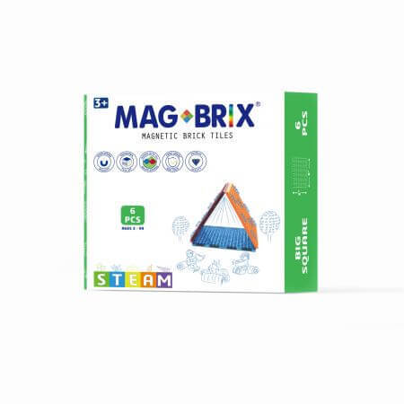 Set magnetico Magbrix, 3 anni+, 6 pezzi quadrati grandi, Magblox
